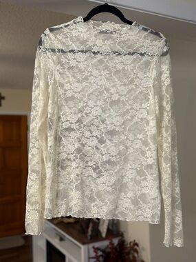 Emerson Lang Ivory Lace Long Sleeve Top